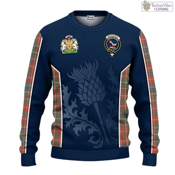 MacDougall Ancient Tartan Knitted Sweatshirt with Family Crest and Scottish Thistle Vibes Sport Style