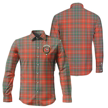 MacDougall Ancient Tartan Long Sleeve Button Up Shirt with Family Crest