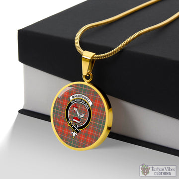 MacDougall Ancient Tartan Circle Necklace with Family Crest
