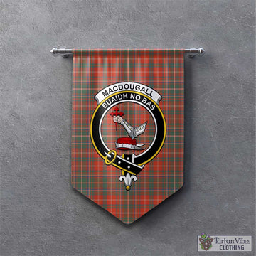 MacDougall Ancient Tartan Gonfalon, Tartan Banner with Family Crest