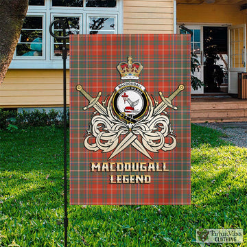 MacDougall Ancient Tartan Flag with Clan Crest and the Golden Sword of Courageous Legacy