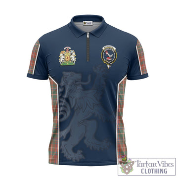 MacDougall Ancient Tartan Zipper Polo Shirt with Family Crest and Lion Rampant Vibes Sport Style