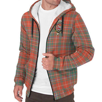 MacDougall Ancient Tartan Sherpa Hoodie with Family Crest