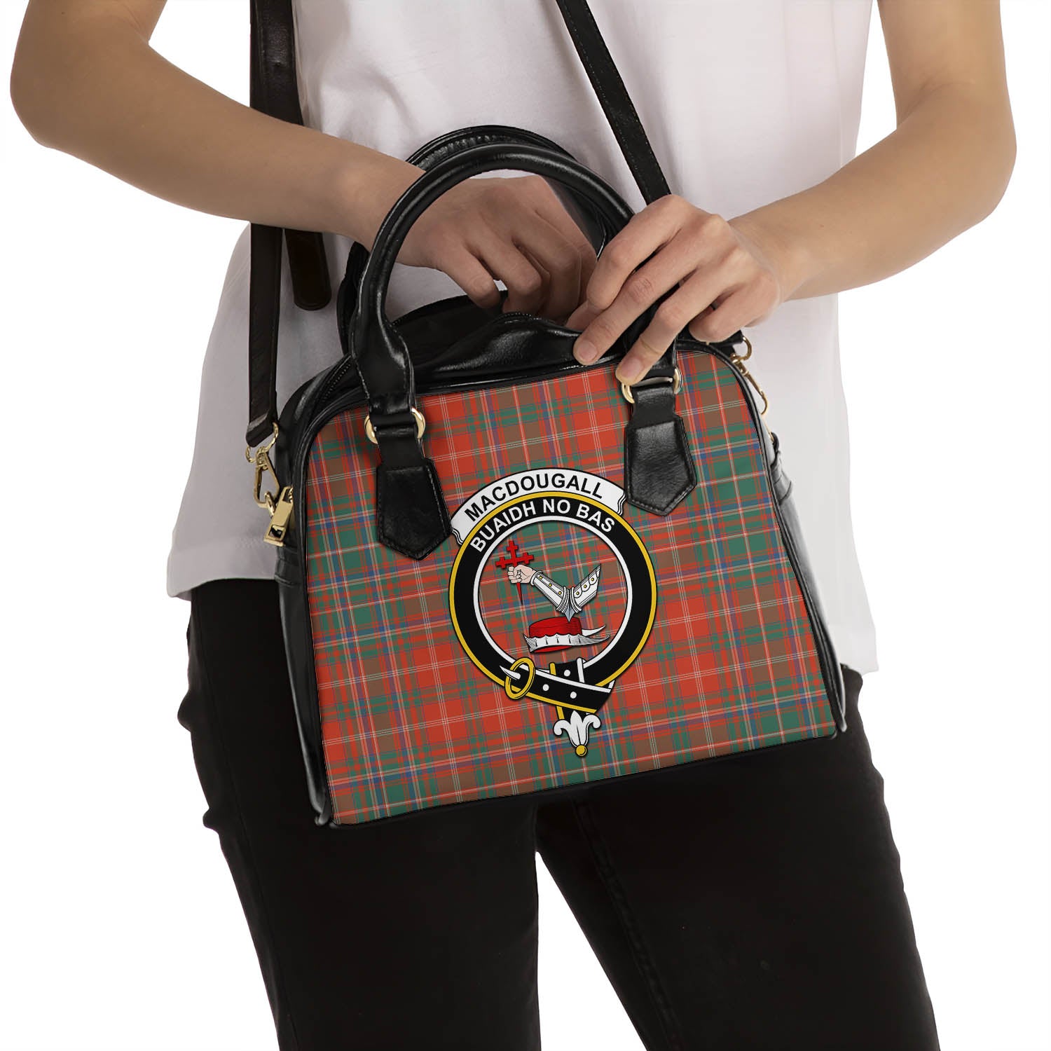MacDougall Ancient Tartan Shoulder Handbags with Family Crest - Tartanvibesclothing