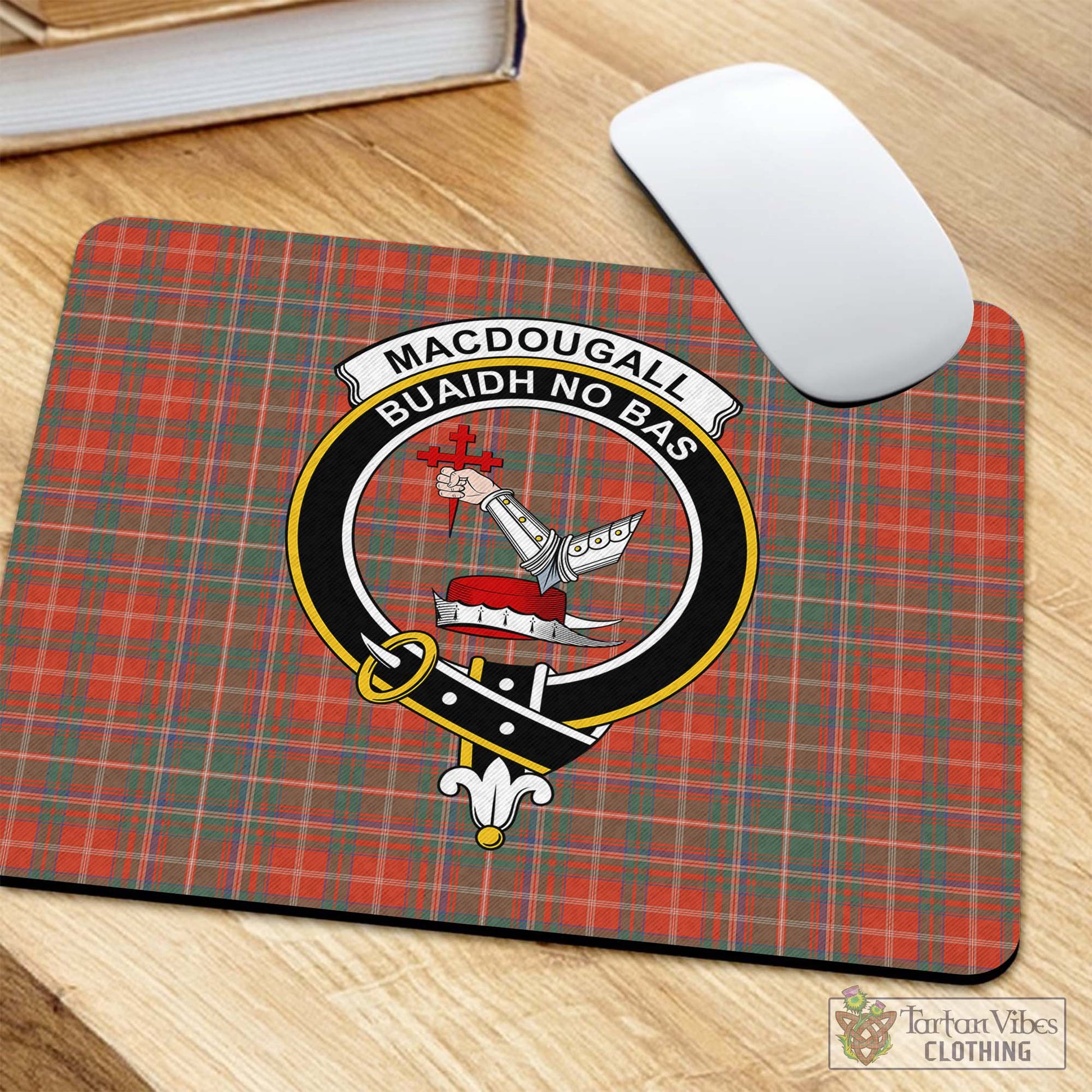 Tartan Vibes Clothing MacDougall Ancient Tartan Mouse Pad with Family Crest