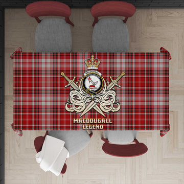 MacDougall Dress Tartan Tablecloth with Clan Crest and the Golden Sword of Courageous Legacy