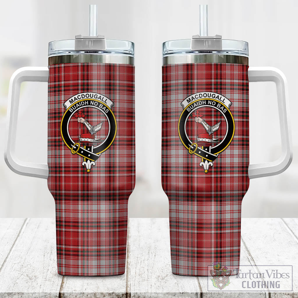 Tartan Vibes Clothing MacDougall Dress Tartan and Family Crest Tumbler with Handle