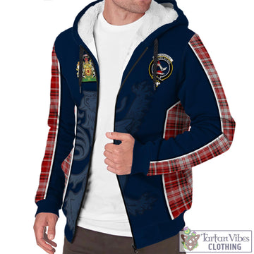 MacDougall Dress Tartan Sherpa Hoodie with Family Crest and Lion Rampant Vibes Sport Style