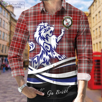 MacDougall Dress Tartan Long Sleeve Button Up Shirt with Alba Gu Brath Regal Lion Emblem