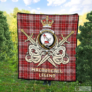 MacDougall Dress Tartan Quilt with Clan Crest and the Golden Sword of Courageous Legacy