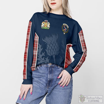 MacDougall Dress Tartan Sweatshirt with Family Crest and Scottish Thistle Vibes Sport Style