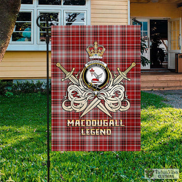 MacDougall Dress Tartan Flag with Clan Crest and the Golden Sword of Courageous Legacy