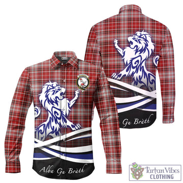 MacDougall Dress Tartan Long Sleeve Button Up Shirt with Alba Gu Brath Regal Lion Emblem
