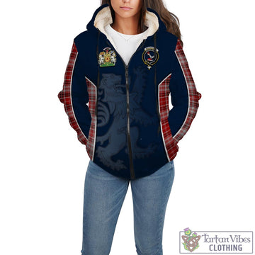 MacDougall Dress Tartan Sherpa Hoodie with Family Crest and Lion Rampant Vibes Sport Style