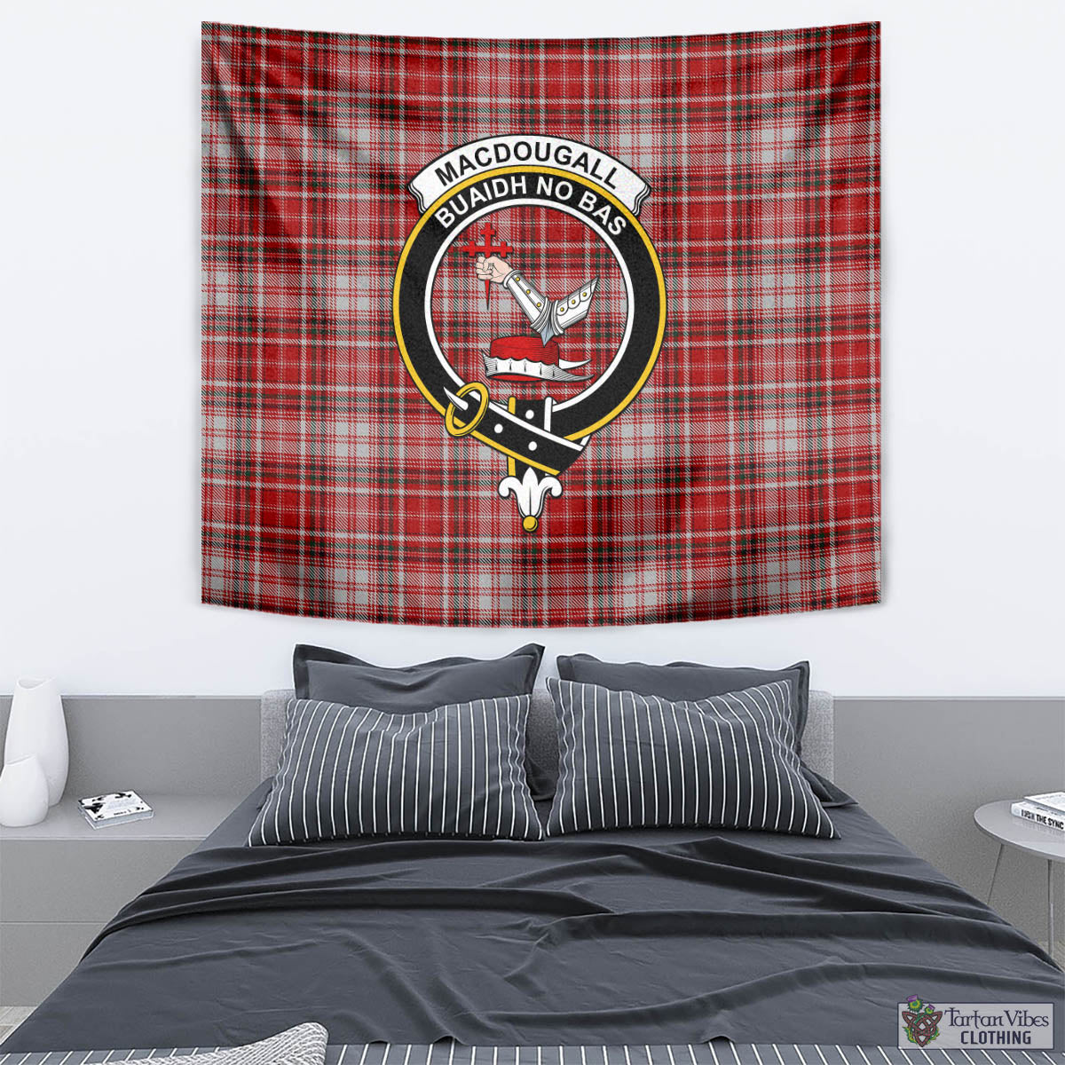 Tartan Vibes Clothing MacDougall Dress Tartan Tapestry Wall Hanging and Home Decor for Room with Family Crest