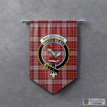MacDougall Dress Tartan Gonfalon, Tartan Banner with Family Crest