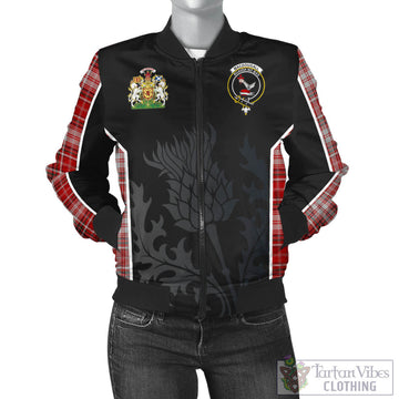 MacDougall Dress Tartan Bomber Jacket with Family Crest and Scottish Thistle Vibes Sport Style