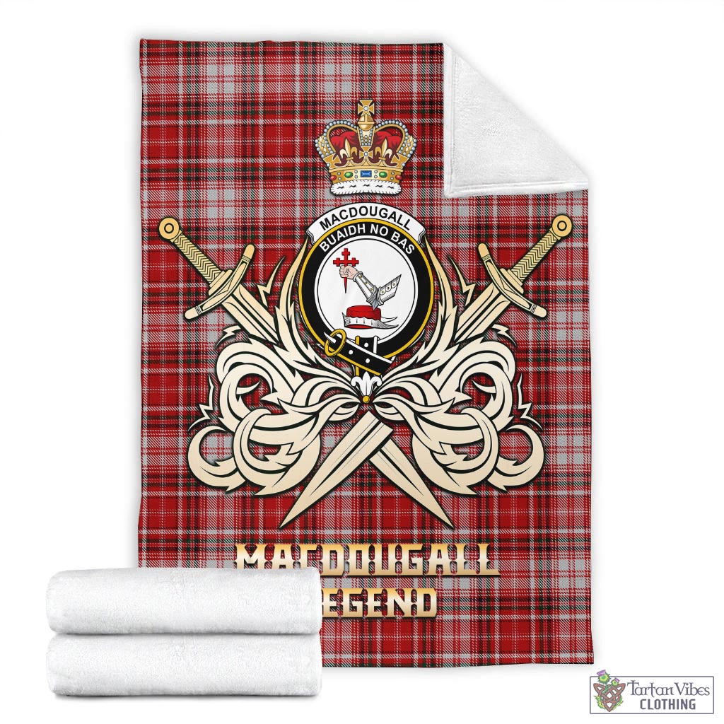 Tartan Vibes Clothing MacDougall Dress Tartan Blanket with Clan Crest and the Golden Sword of Courageous Legacy
