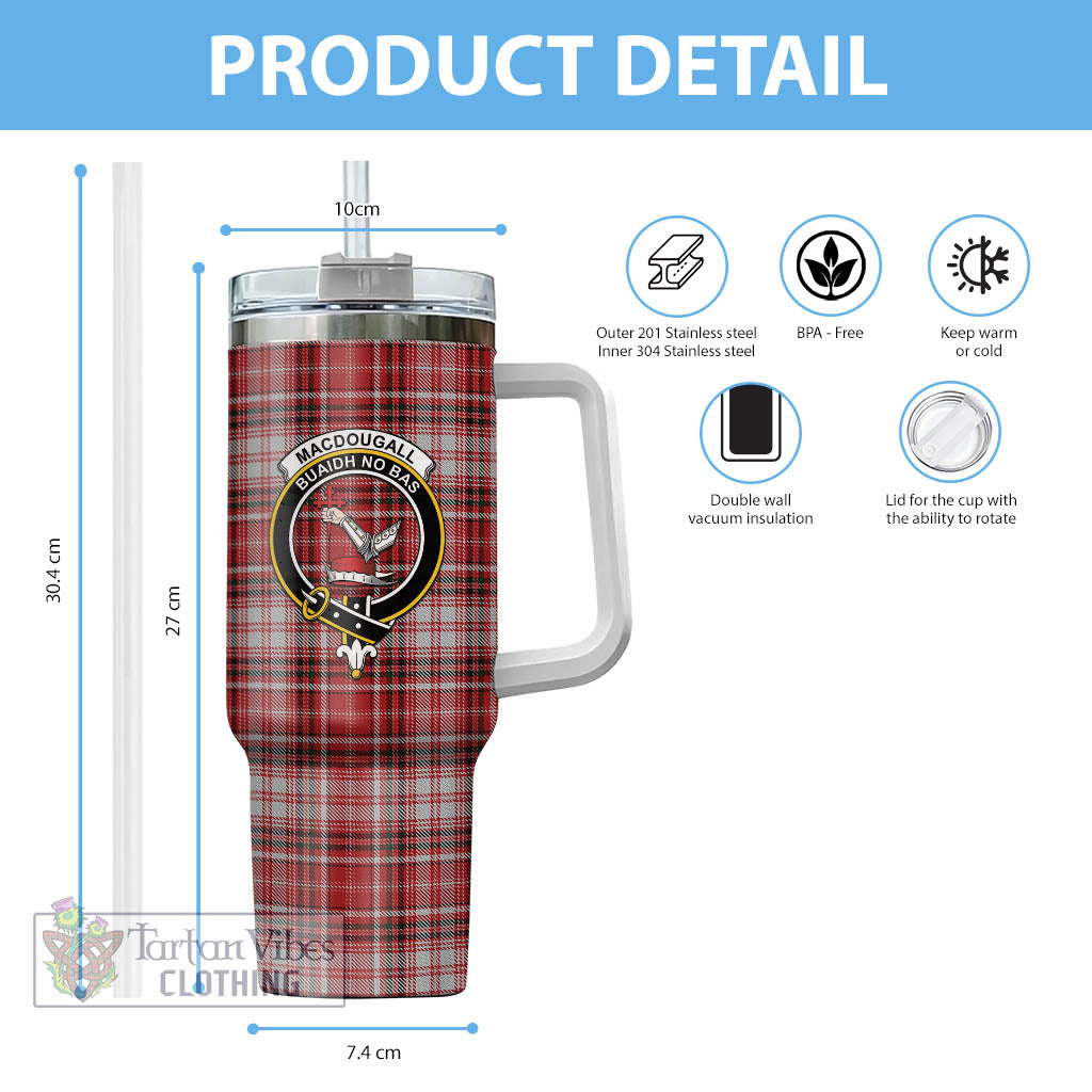 Tartan Vibes Clothing MacDougall Dress Tartan and Family Crest Tumbler with Handle