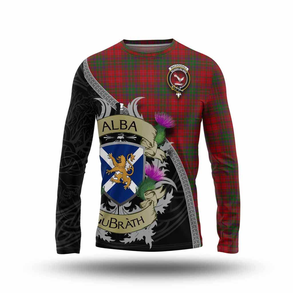 Tartan Vibes Clothing MacDougall (McDougall) Tartan Family Crest Long Sleeve T-Shirt Lion Rampant Royal Thistle Shield Celtic Inspired