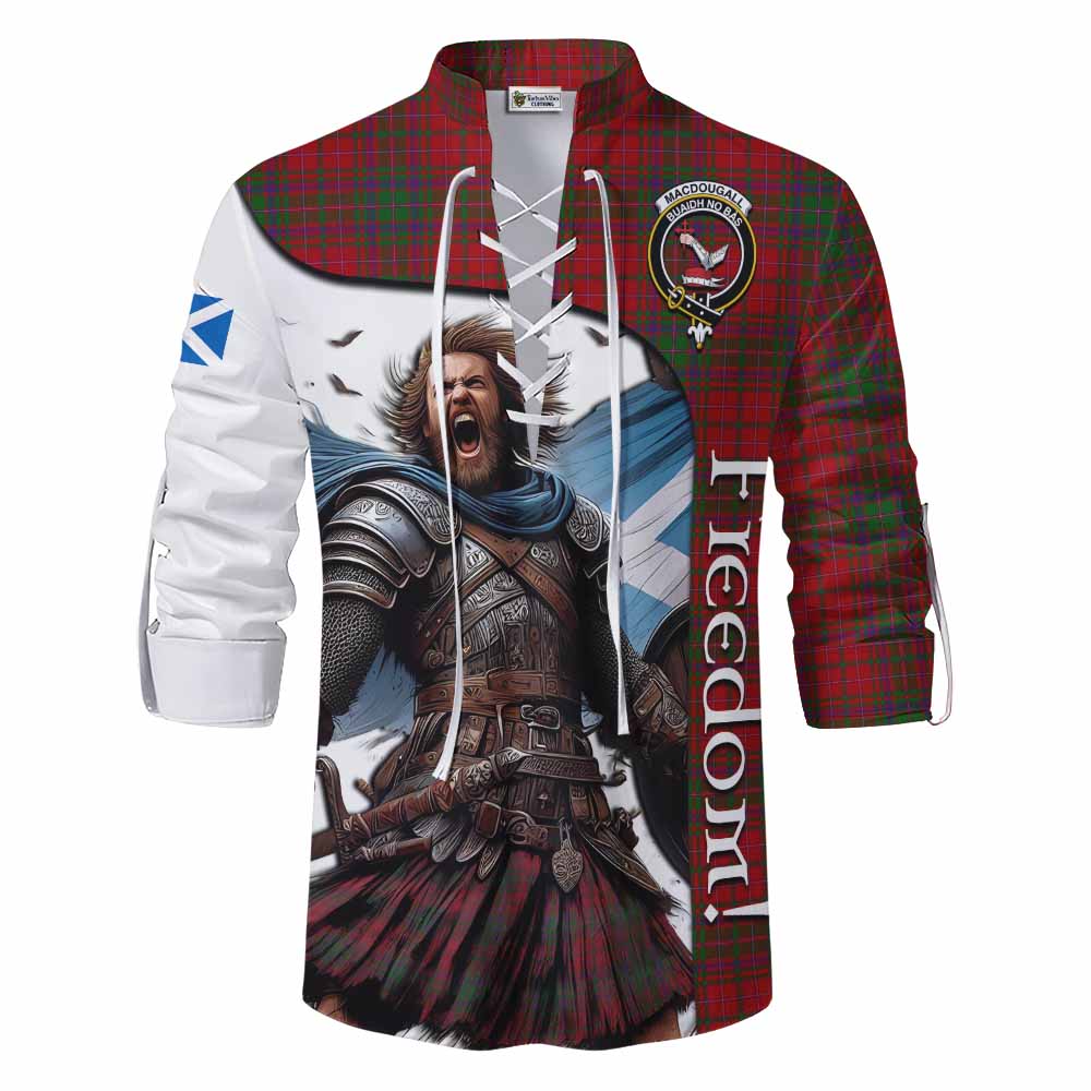 Tartan Vibes Clothing MacDougall (McDougall) Crest Tartan Ghillie Kilt Shirt Inspired by the Freedom of Scottish Warrior