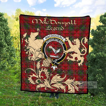 MacDougall (McDougall) Tartan Quilt with Family Crest and Scottish Symbol Style