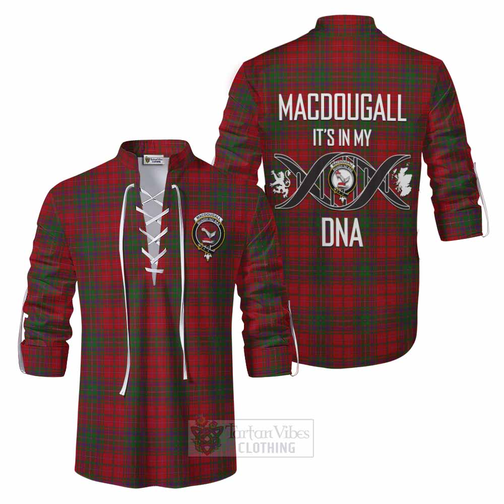 Tartan Vibes Clothing MacDougall (McDougall) Tartan Ghillie Kilt Shirt with Family Crest DNA In Me Style