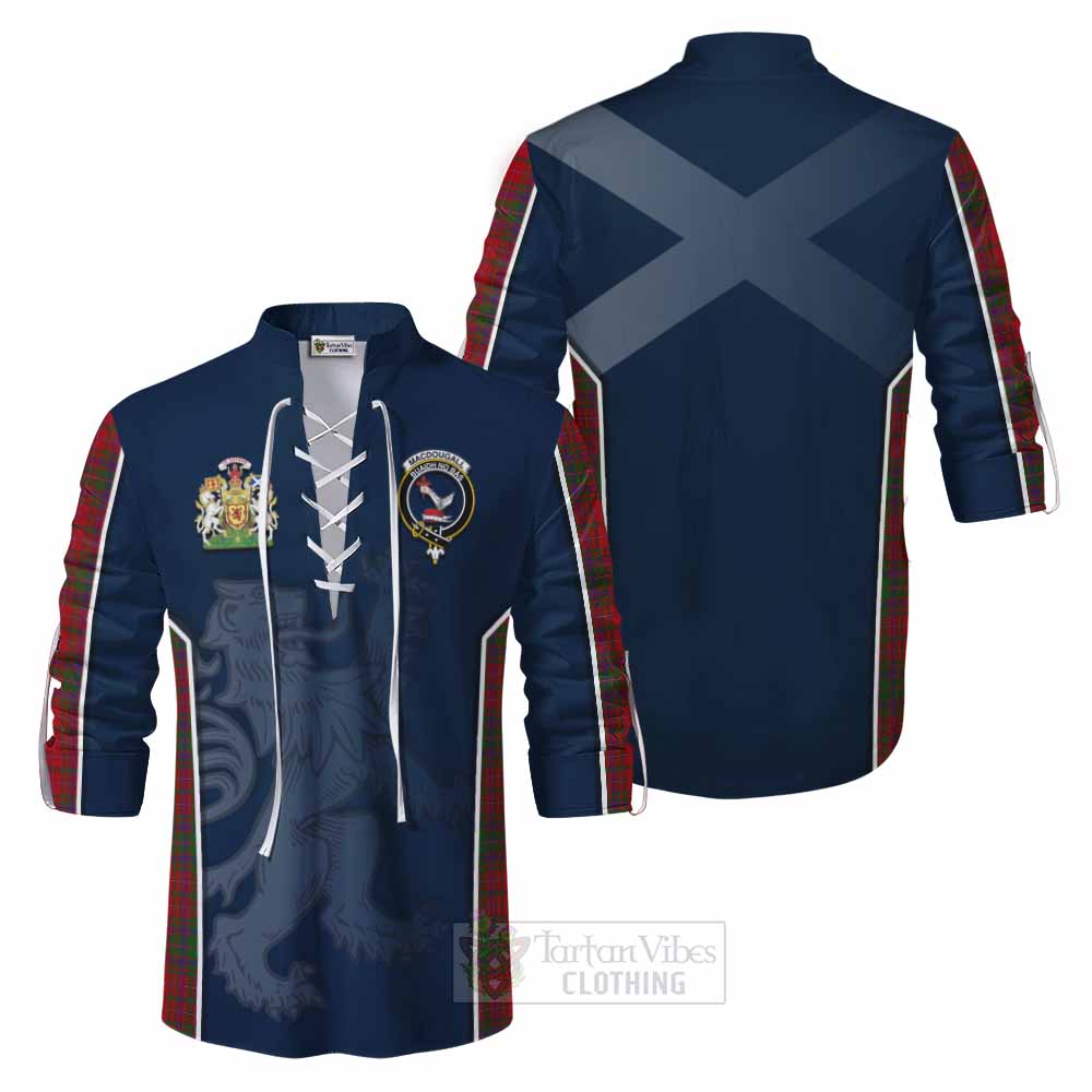 Tartan Vibes Clothing MacDougall (McDougall) Tartan Ghillie Kilt Shirt with Family Crest and Lion Rampant Vibes Sport Style