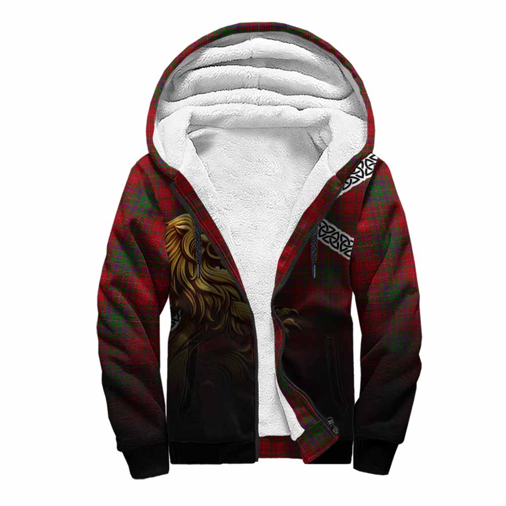 Tartan Vibes Clothing MacDougall (McDougall) Crest Tartan Sherpa Hoodie with Golden Lion Emblem Celtic Style