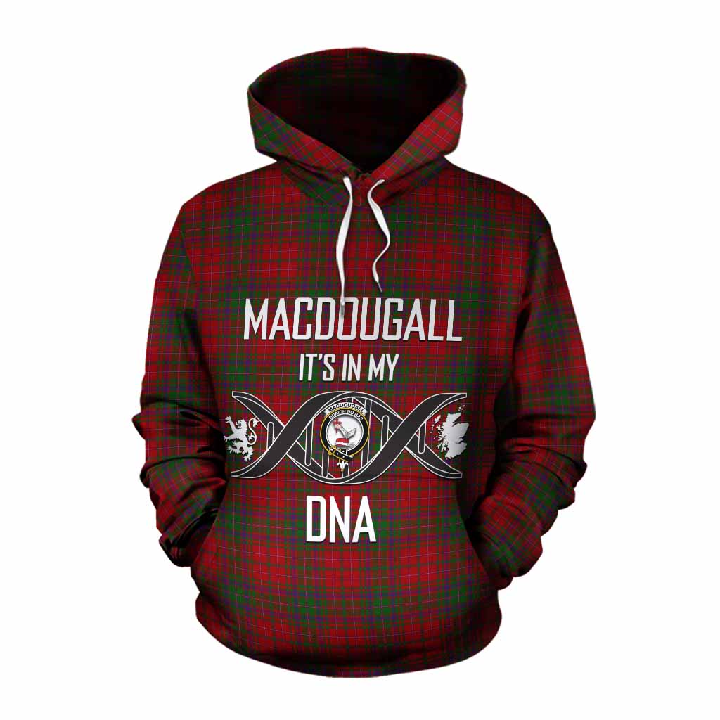 Tartan Vibes Clothing MacDougall (McDougall) Tartan Cotton Hoodie with Family Crest DNA In Me Style