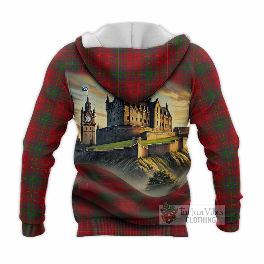 Tartan Vibes Clothing MacDougall (McDougall) Tartan Family Crest Knitted Hoodie with Scottish Ancient Castle Style