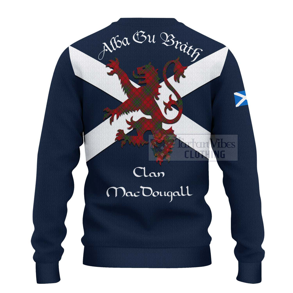Tartan Vibes Clothing MacDougall (McDougall) Tartan Lion Rampant Knitted Sweater – Proudly Display Your Heritage with Alba Gu Brath and Clan Name