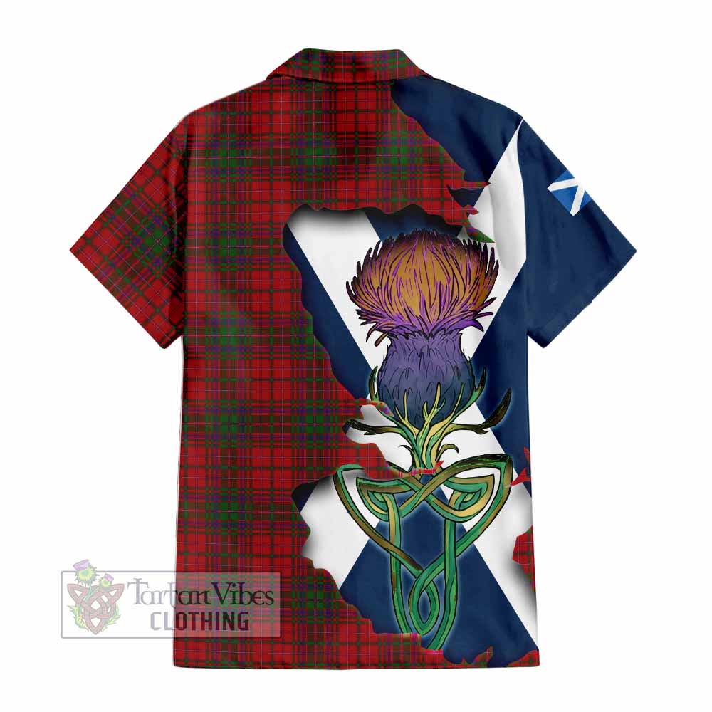 Tartan Vibes Clothing MacDougall (McDougall) Tartan Family Crest Short Sleeve Button Shirt Scottish Thistle Celtic Inspired