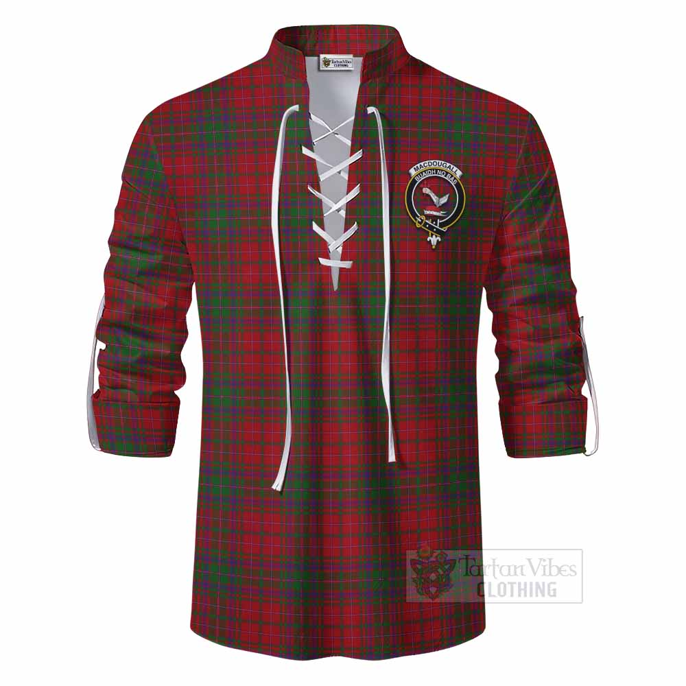 Tartan Vibes Clothing MacDougall (McDougall) Tartan Ghillie Kilt Shirt with Family Crest DNA In Me Style