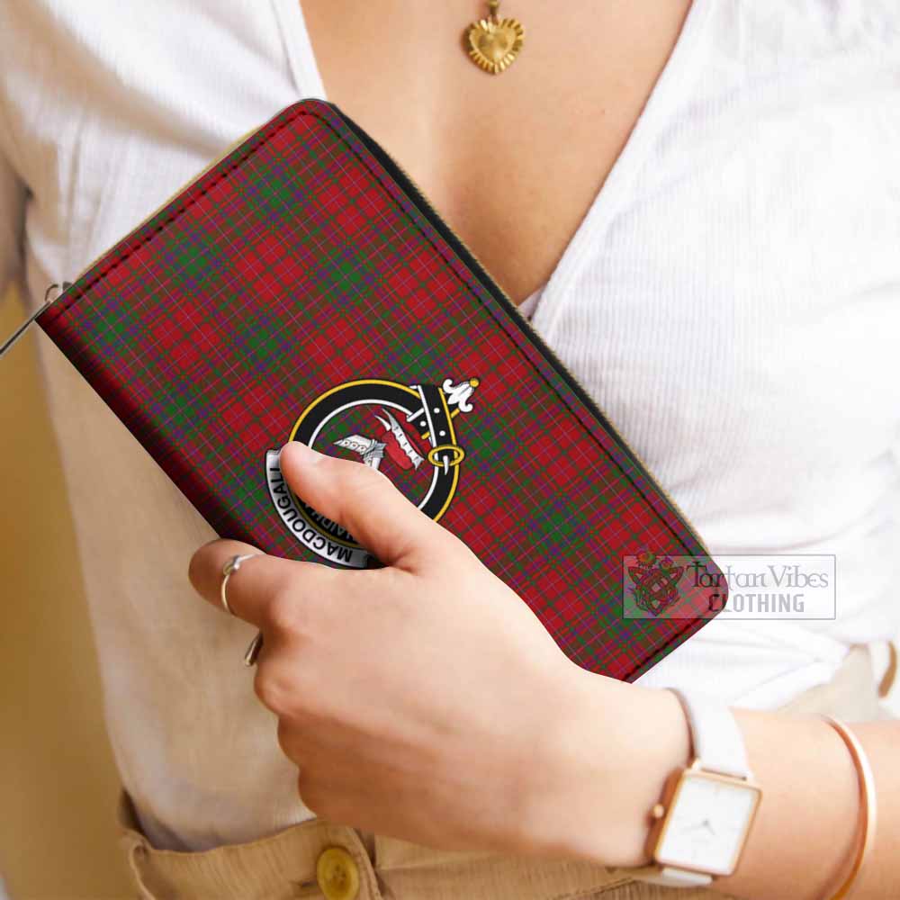 Tartan Vibes Clothing MacDougall (McDougall) Tartan Women's Leather Wallet with Family Crest