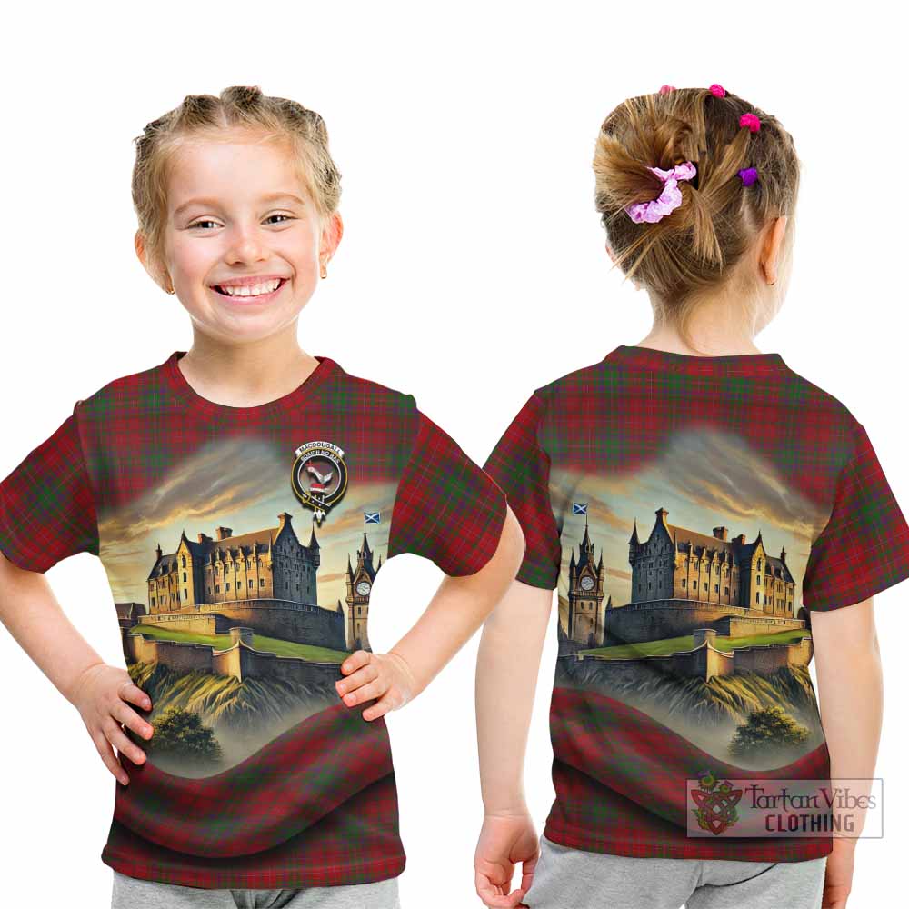 Tartan Vibes Clothing MacDougall (McDougall) Tartan Family Crest Kid T-Shirt with Scottish Ancient Castle Style