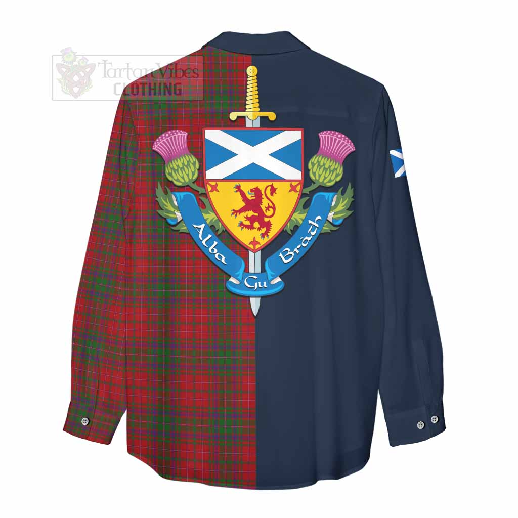 Tartan Vibes Clothing MacDougall (McDougall) Tartan Women's Casual Shirt Alba with Scottish Lion Royal Arm Half Style