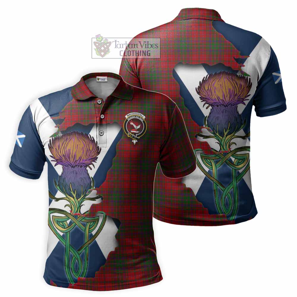 Tartan Vibes Clothing MacDougall (McDougall) Tartan Family Crest Polo Shirt Scottish Thistle Celtic Inspired