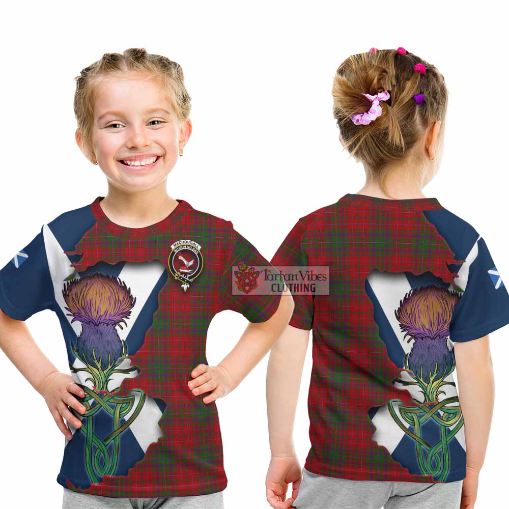 Tartan Vibes Clothing MacDougall (McDougall) Tartan Family Crest Kid T-Shirt Scottish Thistle Celtic Inspired
