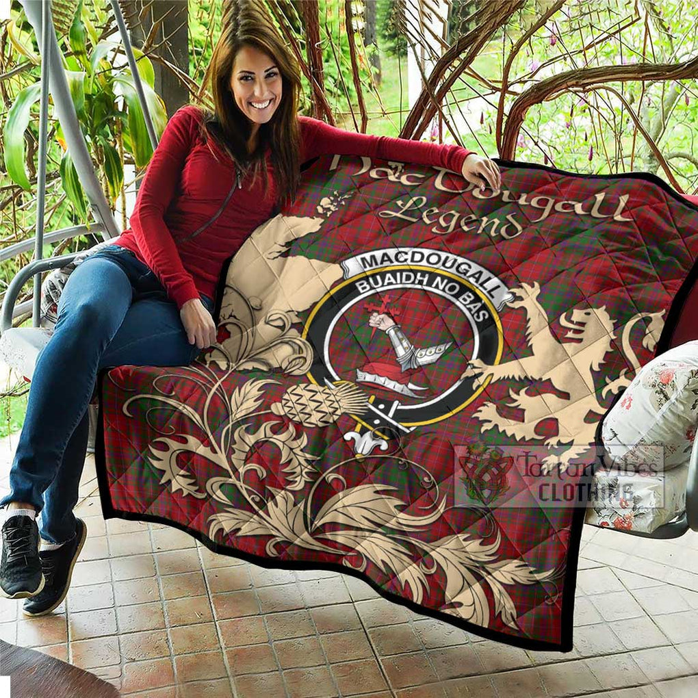 Tartan Vibes Clothing MacDougall (McDougall) Tartan Quilt with Family Crest and Scottish Symbol Style
