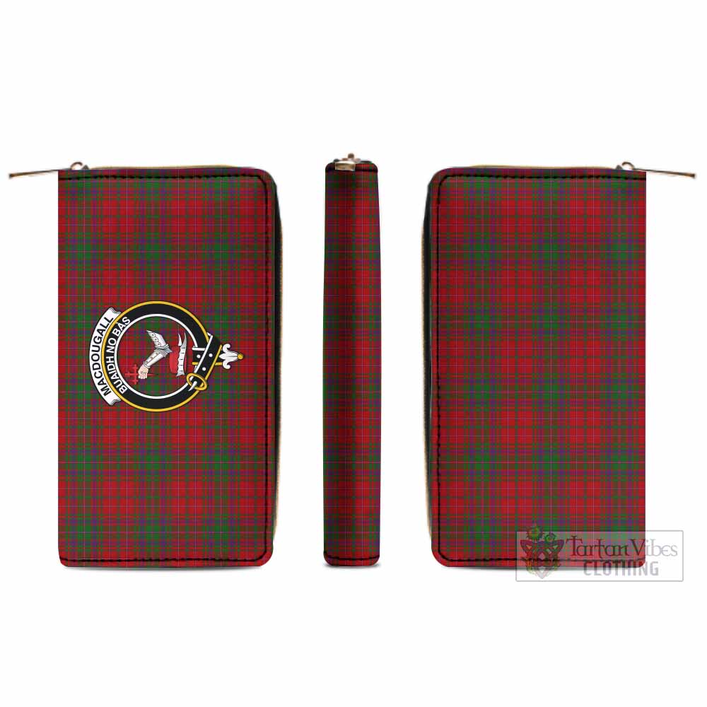 Tartan Vibes Clothing MacDougall (McDougall) Tartan Women's Leather Wallet with Family Crest