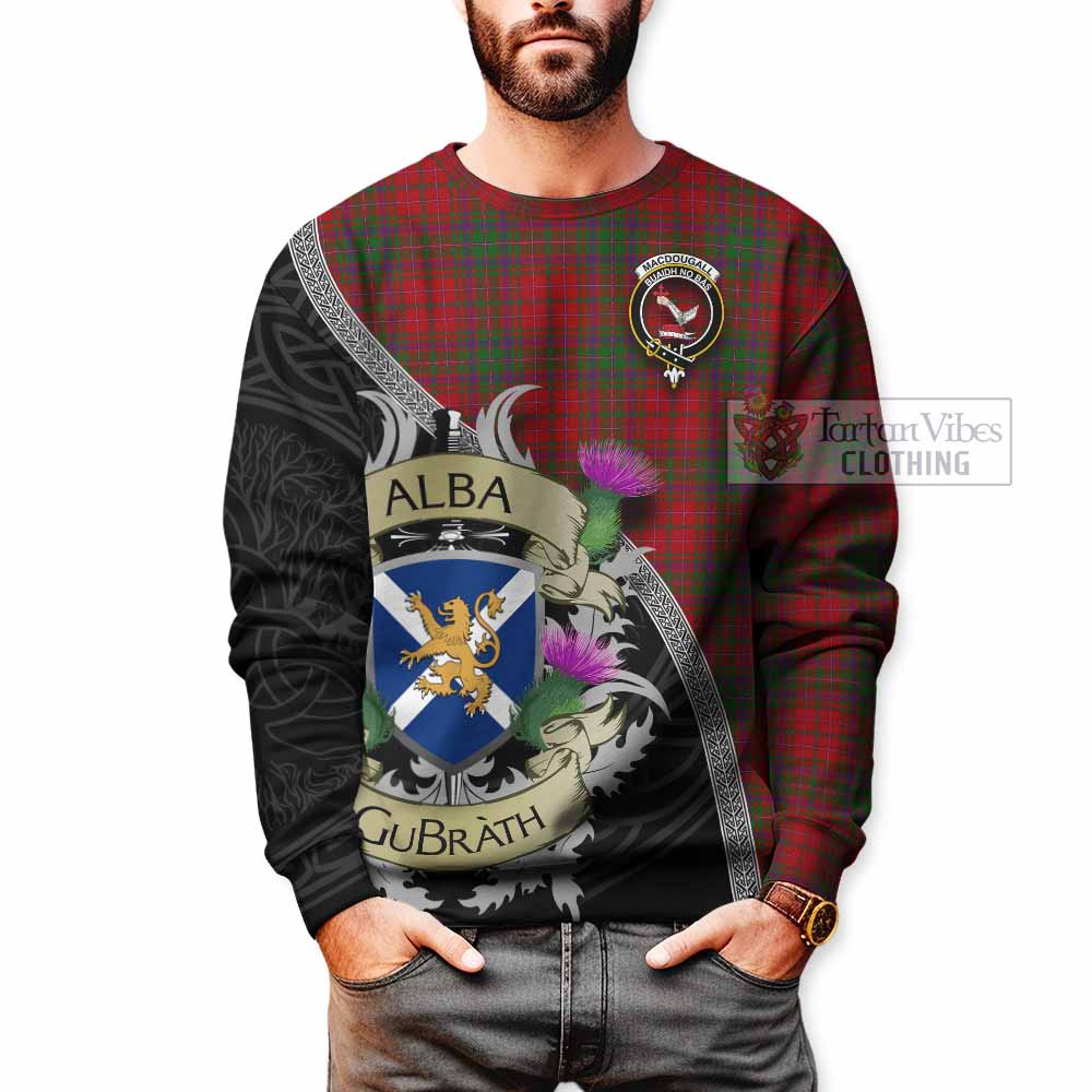 Tartan Vibes Clothing MacDougall (McDougall) Tartan Family Crest Sweatshirt Lion Rampant Royal Thistle Shield Celtic Inspired