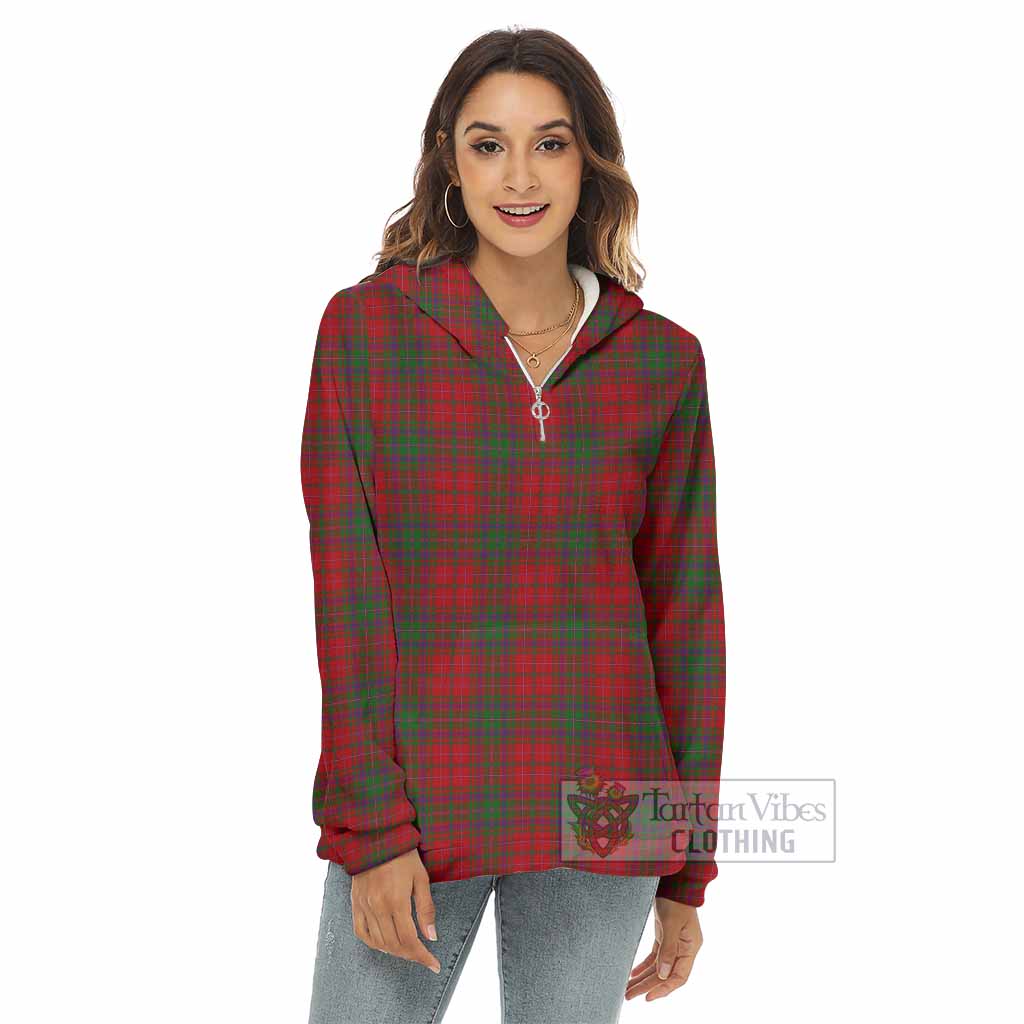 Tartan Vibes Clothing MacDougall (McDougall) Tartan Women's Borg  Half Zip Fleece Hoodie