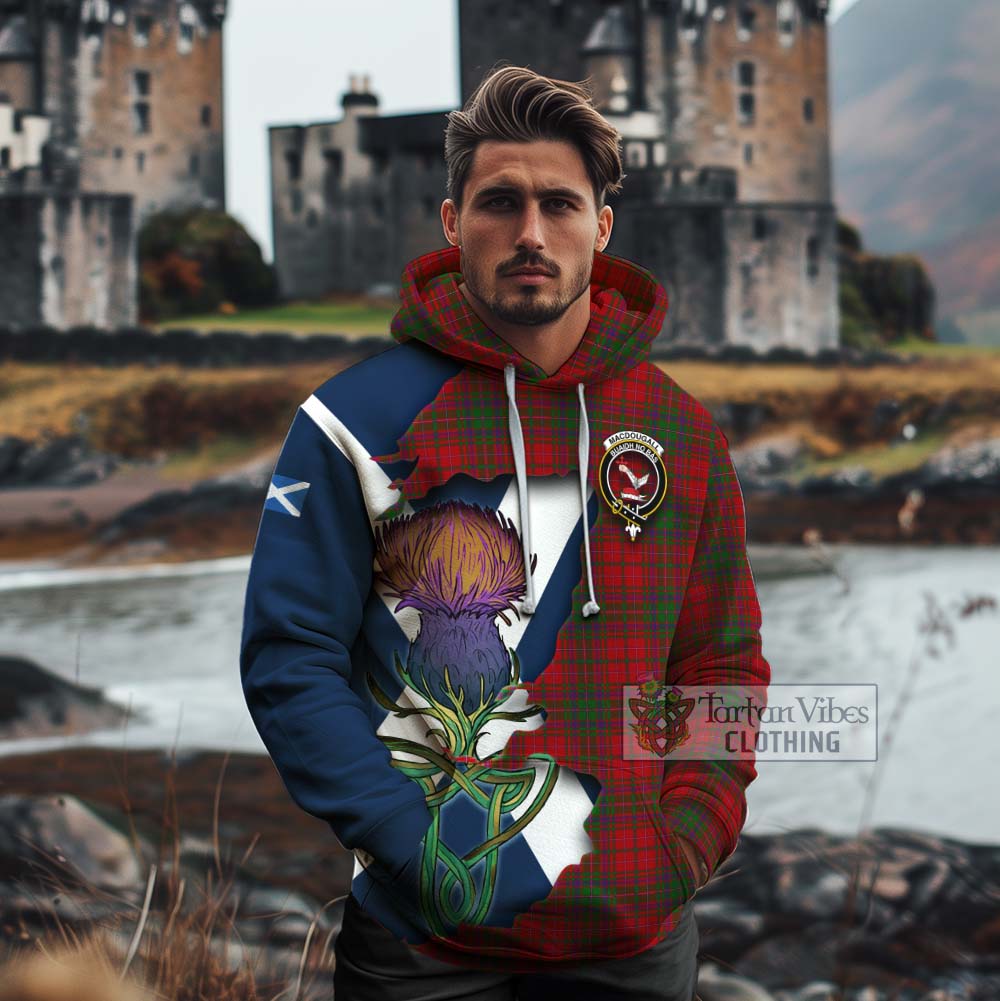 Tartan Vibes Clothing MacDougall (McDougall) Tartan Family Crest Cotton Hoodie Scottish Thistle Celtic Inspired