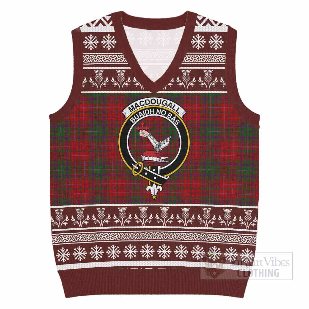MacDougall (McDougall) Clan Tartan Christmas Knitted V-Neck Vest with Family Crest - Tartan Vibes Clothing