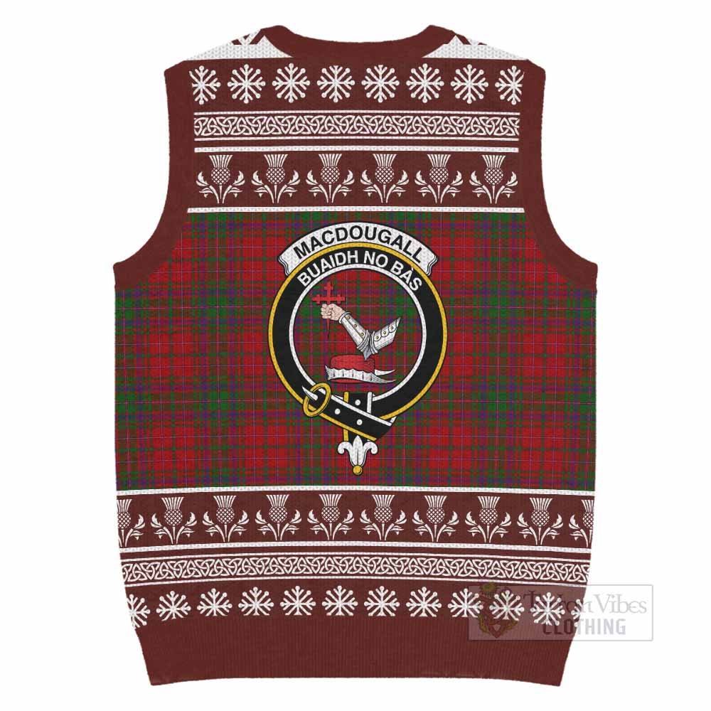 MacDougall (McDougall) Clan Tartan Christmas Knitted V-Neck Vest with Family Crest - Tartan Vibes Clothing