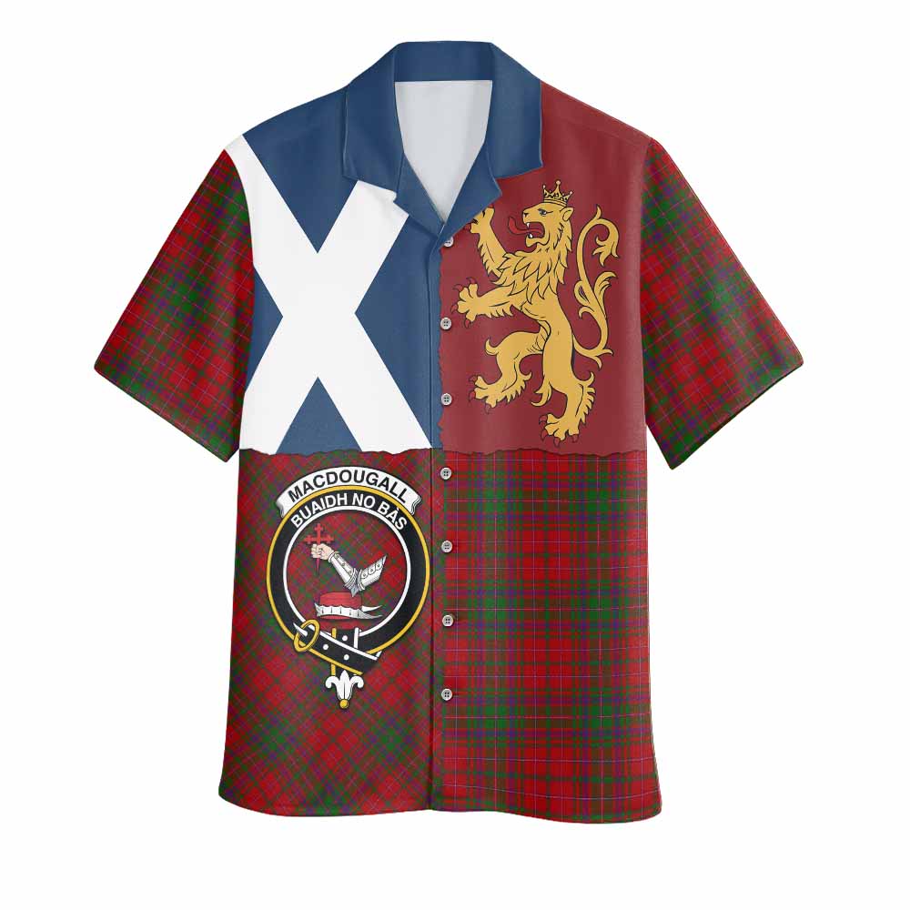 MacDougall (McDougall) Crest Tartan Hawaiian Shirt with Lion Rampant Saltire Style