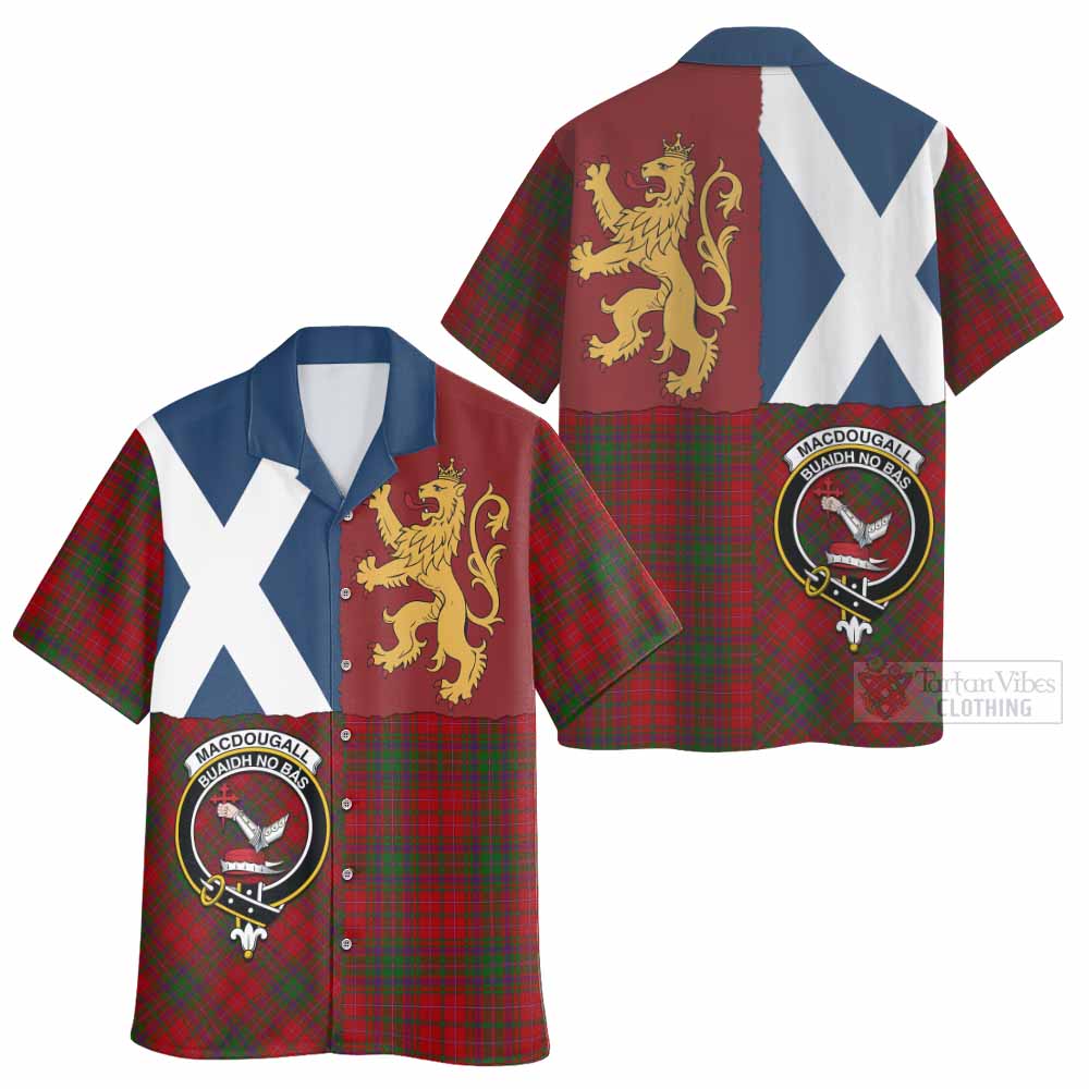 MacDougall (McDougall) Crest Tartan Hawaiian Shirt with Lion Rampant Saltire Style