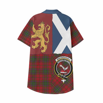 MacDougall (McDougall) Crest Tartan Kid Hawaiian Shirt with Lion Rampant Saltire Style