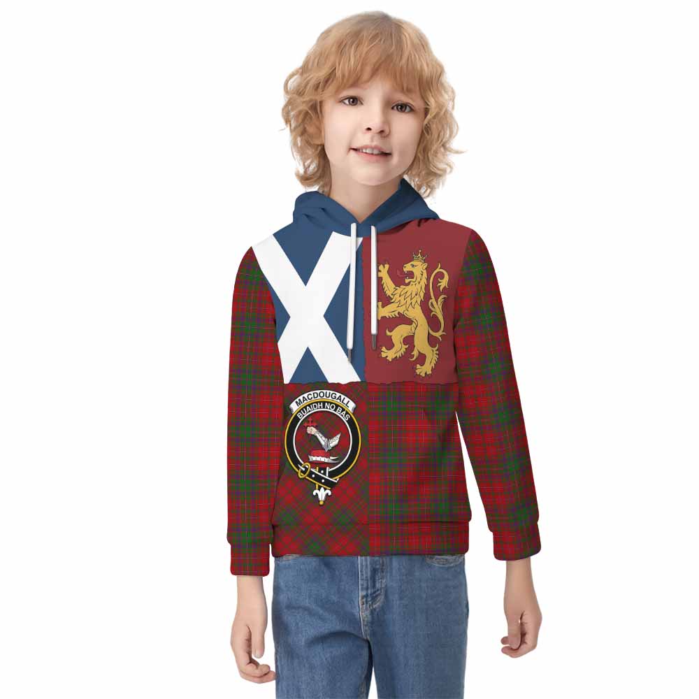 MacDougall (McDougall) Crest Tartan Kid Hoodie with Lion Rampant Saltire Style - Tartan Vibes Clothing